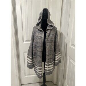 Pink Diamond Wool Blend Hooded Striped Cardigan Women’s Size S Long Sleeves